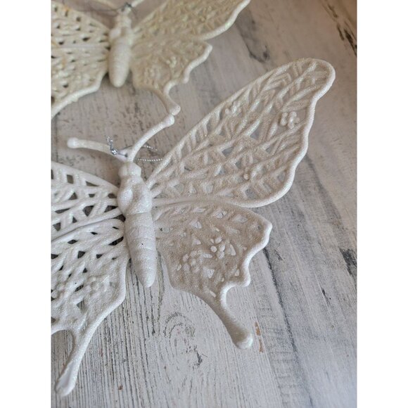 White butterfly large ornament Xmas set insect unique - Picture 3 of 9
